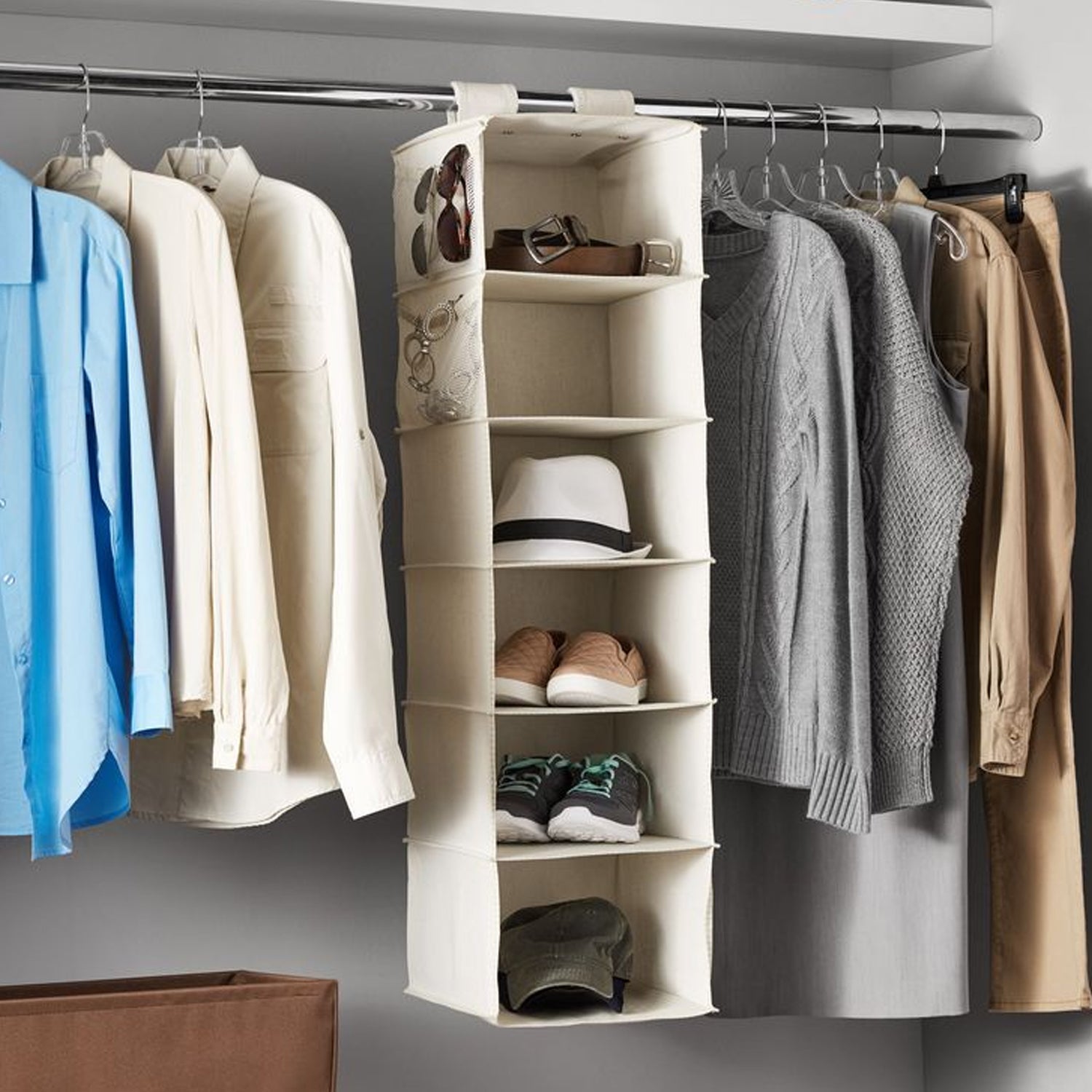6370 6 Shelf Hanging Closet Organizer, Space Saver, Sweater & Clothing Shelves, Breathable Material Keeps Away Dust & Odors, DeoDap 6370 6 Shelf Hanging Closet Organizer, Space Saver, Sweater & Clothing Shelves, Breathable Material Keeps Away Dust & Odors, DeoDap